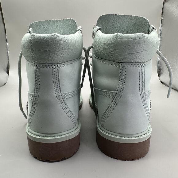 Timberland Boots Big Kids Size 3.5 Mint Green 6 Inch Premium Leather Lug Sole - Picture 7 of 10